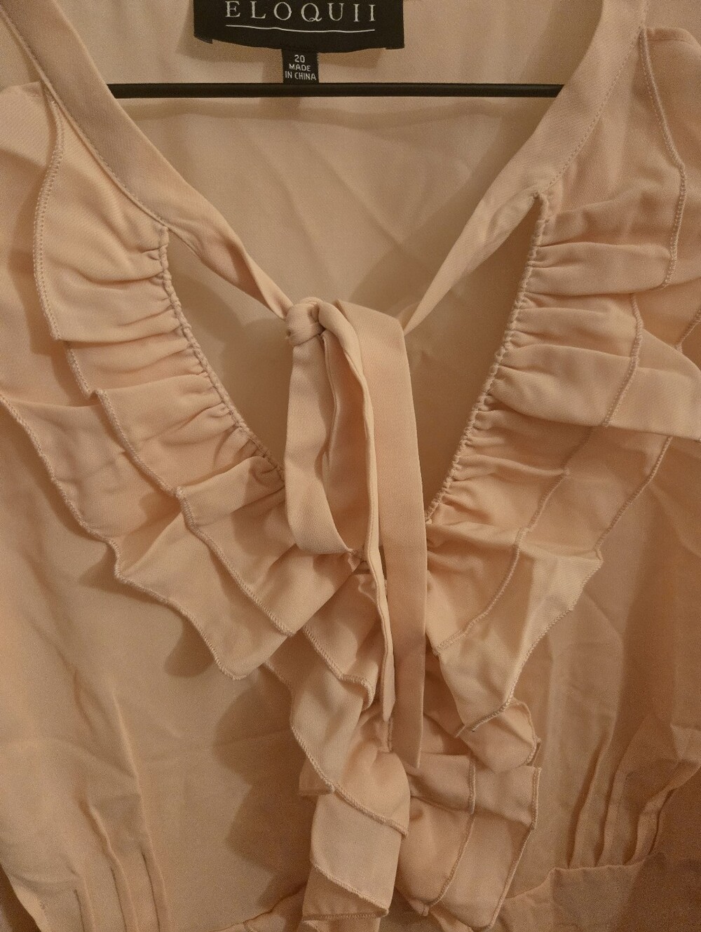 Eloquii Peach Ruffle Tie-Front Sleeveless Blouse